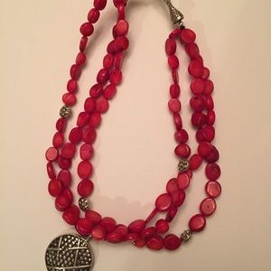 Three Strand Silver Tone Necklace